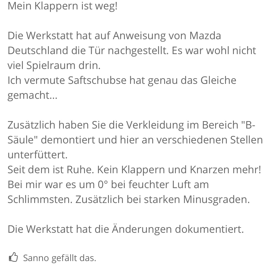 Klappern der Türen beheben!